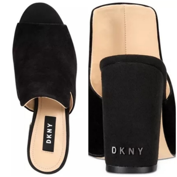DKNY Open Toe Heeled Mules, 80mm. Black Suede, 37.5 - Picture 2 of 3